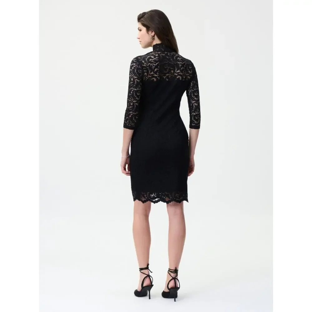 Joseph Ribkoff black lace overlay dress size 10 NWT classic elegant cocktail